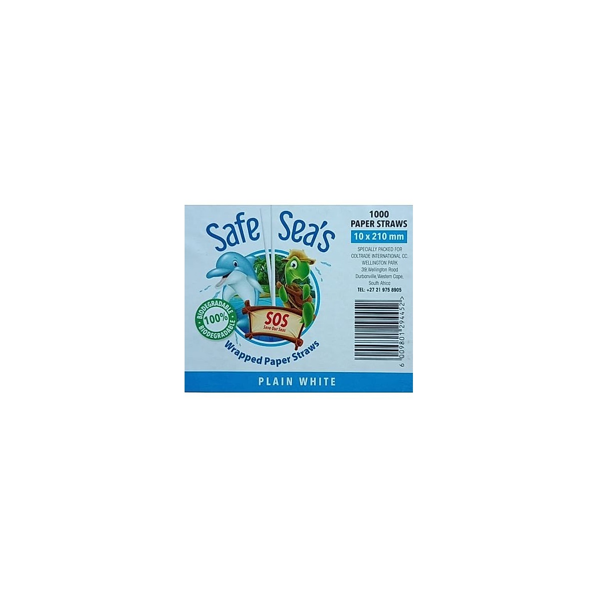 Safe Sea's Wrapped Paper Straws Plain White